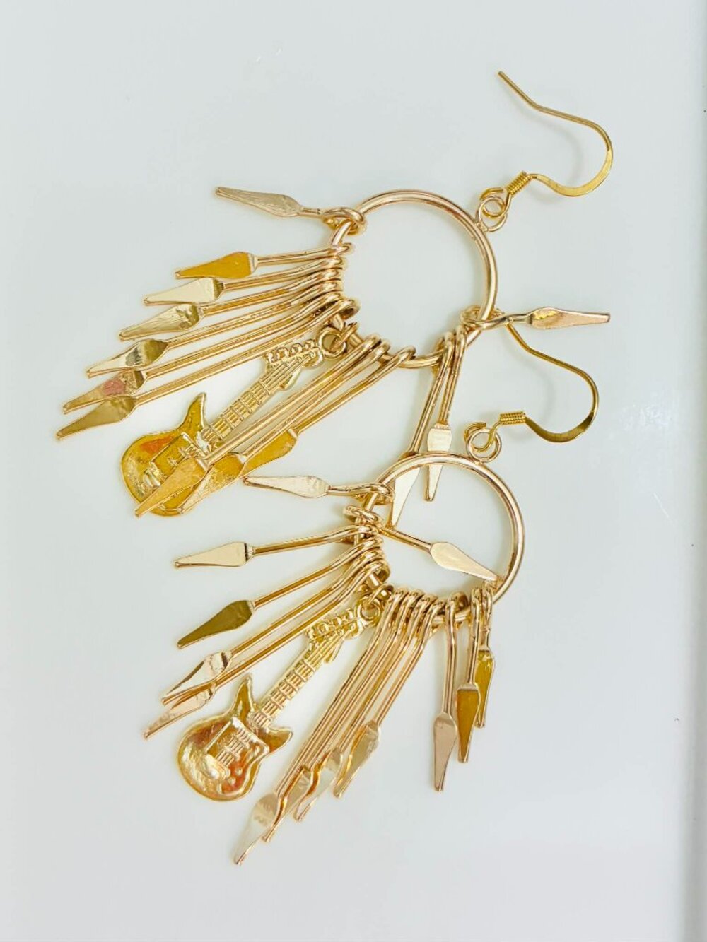 Guitar fringe Earrings, Detailed Instrumental Music Charms